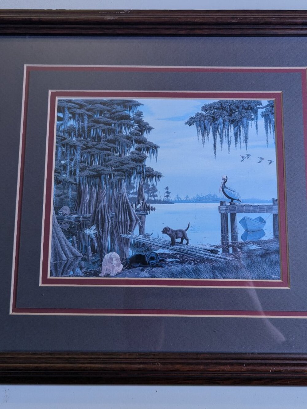 "Bayou Labrador Puppies" by John Akers Framed & Matted Print